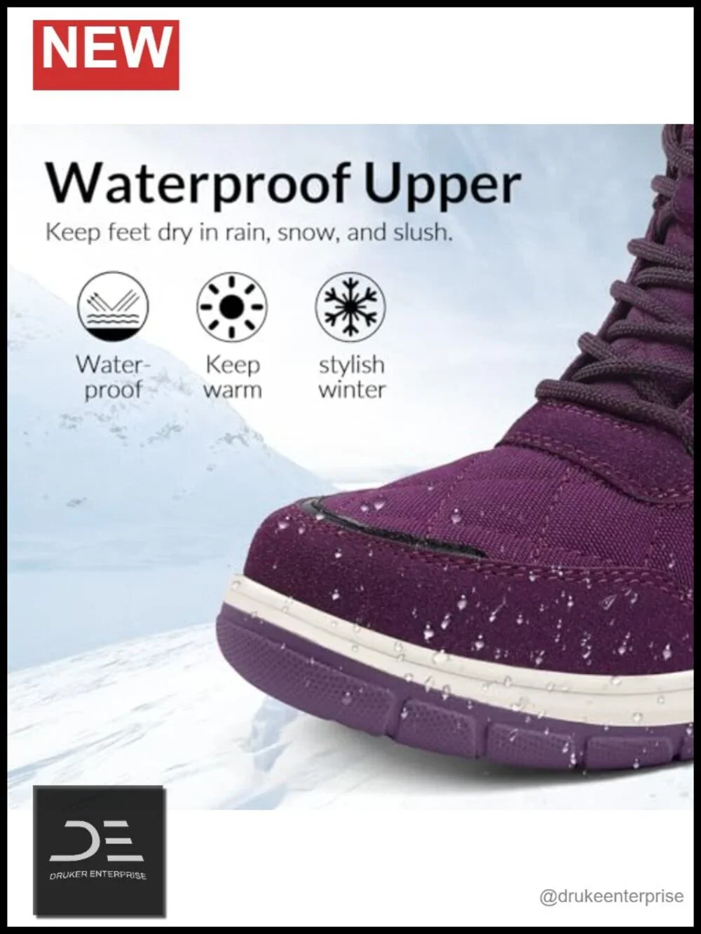 Women's Snow Boots Waterproof Insulated Lace-Up Winter Booties Ankle